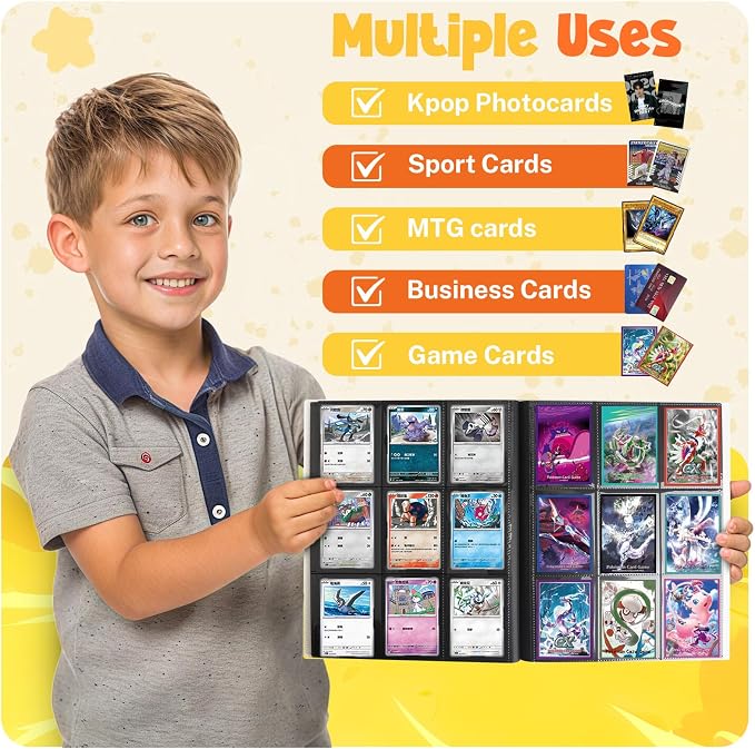 Card Binder, 9 Pocket Trading Card Album Folder,20 Pages, 360 Card Capacity Sports Card Binder, Premium Card Binders Compatible with MTG, TCG, Baseball Cards (White)