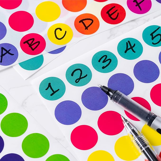 Hoewina 3/4" Colored Dot Stickers, 3000 PCS Label Sticker Round Color Coding Labels, 10 Color Circle Dots Labels Circle Stickers for Office,Classroom,Family