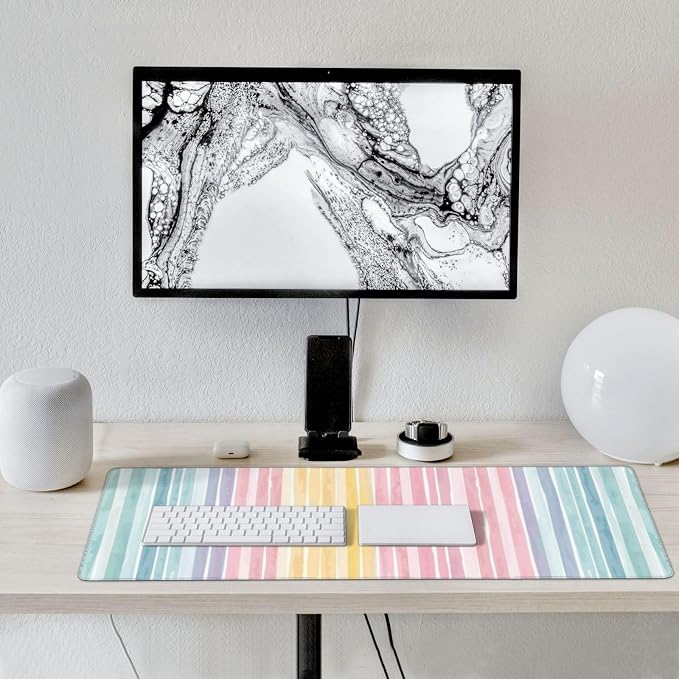 35.4 x 15.7 in, XXL Large Mouse Pad for Desk, Extended Keyboard Mouse Mat for Computer Office, Big Laptop Mouse pad, Gaming pc-Colorful Striped Rainbow