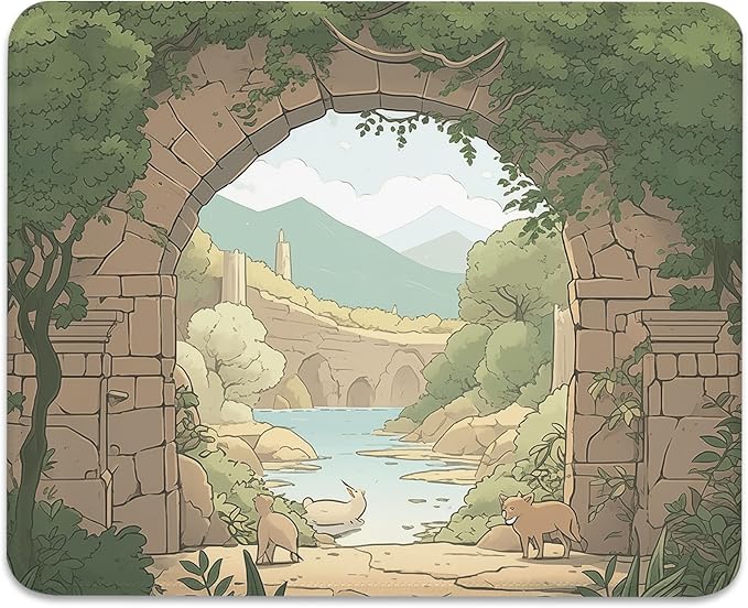 Whimsical Storybook Gateway Mouse Pad - Journey into Imagination for Your Desk, Stitched Edges Non-Slip Rubber Base Mouse Pads for Computers Laptop