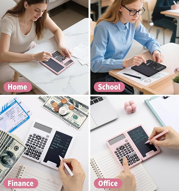 Scientific Calculators for Students, Office Desktop Calculators, 240 Computing Functions, Pink Cute Small Calculator with Notepad, Ideal for Middle High School Students and Teachers (Pink)