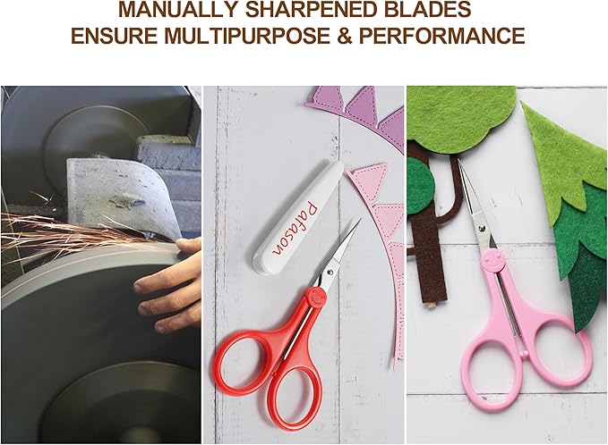 PAFASON Sharp Point Craft Scissor Set 2 PC Straight Curved for Scrapbooking Quilting DIY Sewing Knitting Embroidery Cross Stitch Crochet Thread Yarn Paper Detail Cutting Stainless Steel Safety Case