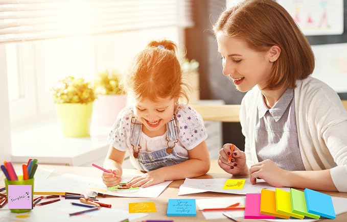 48 Pads Sticky Notes 3x3 in, 42 Sheets/Pad, 2016 Sheets Total - Super Sticky, Bright Colors, Sturdy Recyclable Paper Box, Shareable Bulk Pack for Office, School & Home