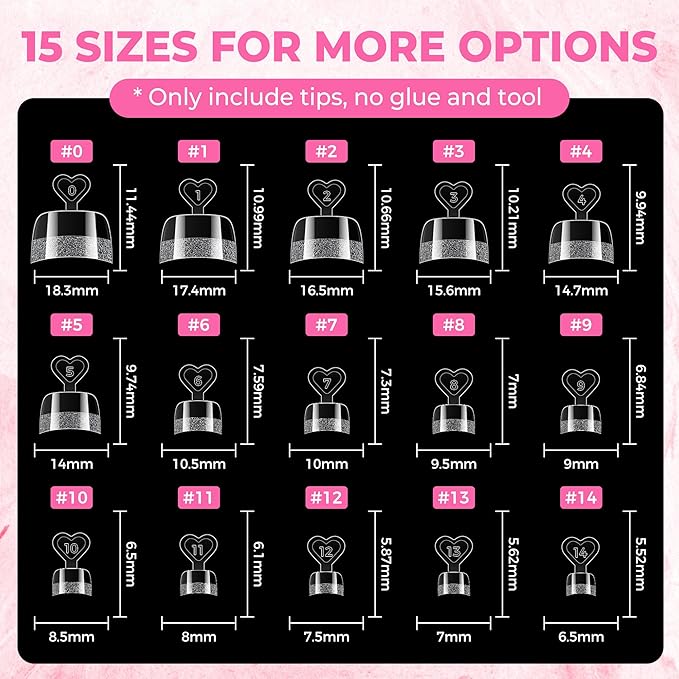 UNA GELLA Toe Nail Tips Squavol 510 Pcs - Soft Gel Nail Tips Acrylic Nails, Squave Round Half-Cover Nail Forms for Toe Nail Extension, Flexible Pre-filed False Toe Nails for Home DIY & Salon,15 Sizes
