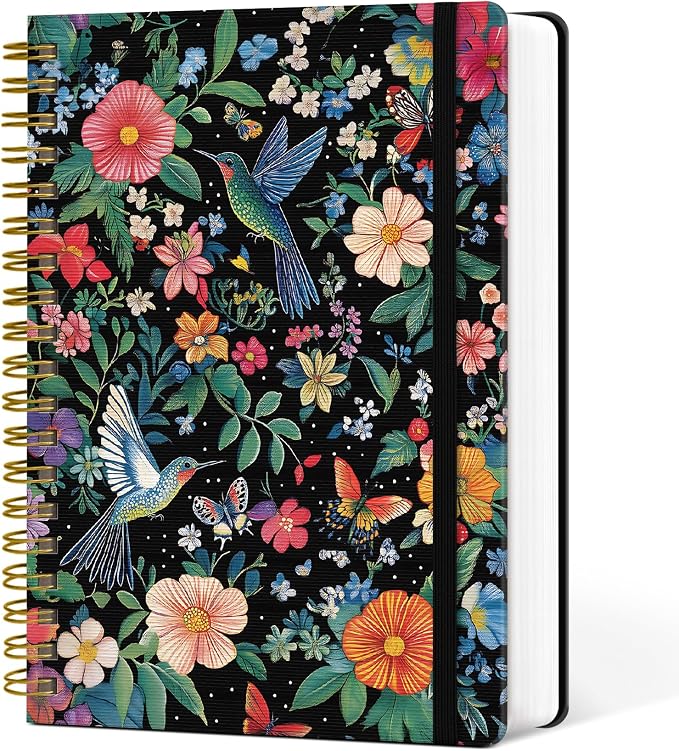 Spiral Notebook for Work Thick Hardcover Lined Journal for Note Taking | Hummingbird 300 Pages (7.1"x10") B5 College Ruled Journal for Women & Writing, Fit for Office Home School Supplies