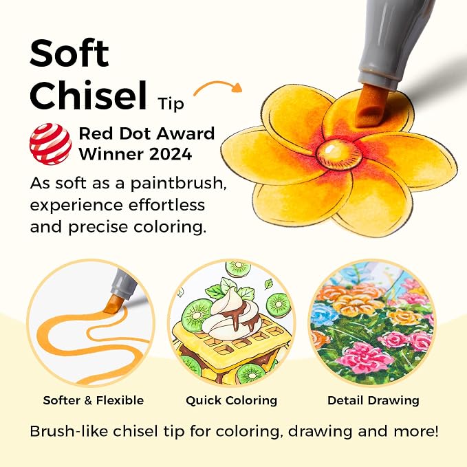 Ohuhu Alcohol Markers 48 Colors Brush& Soft Chisel AP Certified Refillable | Dual Tips Drawing Markers for Artists Beginners Adults Cozy Coloring Illustration Sketching, Honolulu 2S
