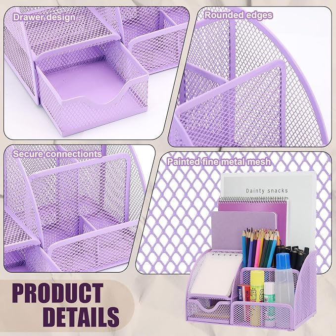 13-in-1 Office Desk Organizer Set for Back to School Supplies Accessories | Organizer Set with Stapler and Tape Dispenser, Pen Holder, Scissors, Ruler, Hole Punch, 2 Pens & More Desk Supplies
