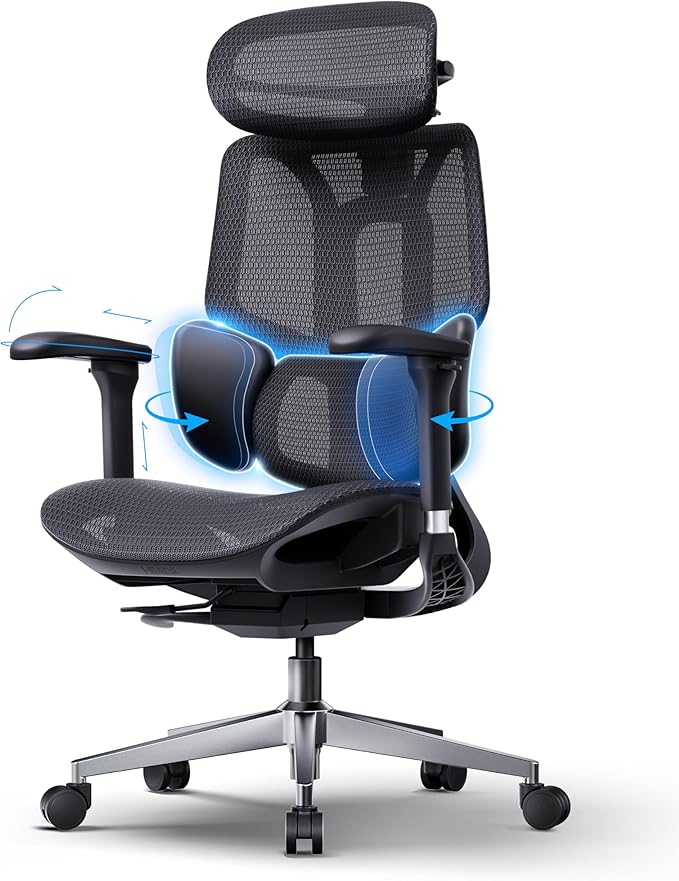 Hbada E3 Air 2026 Ergonomic Office Chair, 3-Zone Lumbar Support, Comfy Home Office Chair with Auto Recline, 4D Headrest & Armrests, 140° Tilt for Work & Relax, Black