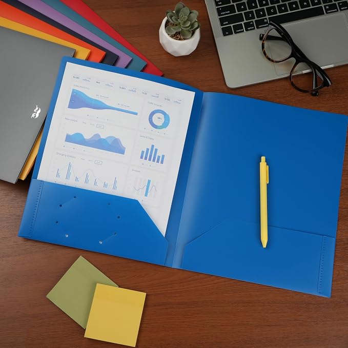 Mr. Pen- Plastic Folders with Pockets, 15 pcs | Aesthetic File Folder with Business Card Slot, 2-Pocket Folder, Back to School, Office, Filing Supplies