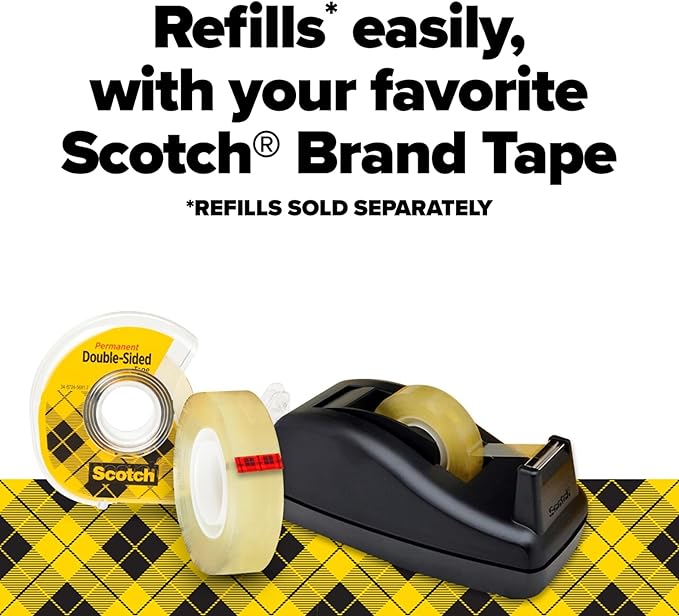 Scotch Double Sided Tape with Tape Dispenser, Office and School Supplies for Arts and Crafts, Alternative to Scrapbooking Tape, 0.50 in. x 900 in., 1 Dispenser and 6 Refill Tape Rolls