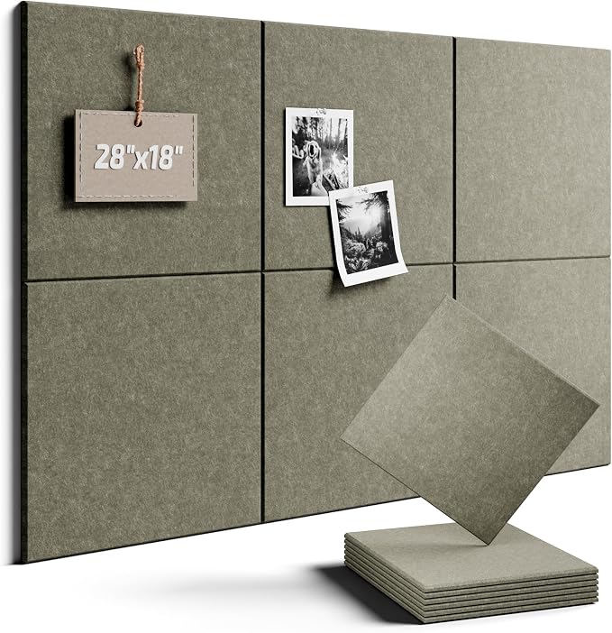 28" x 18" Felt Bulletin Board Tiles, Solid-Tile, Earth Brown | 6-Pack Cork Board Alternative, 30 Adhesive Tabs, Push Pin Board, Wall Decor, Office, Home, Classroom, Dorm