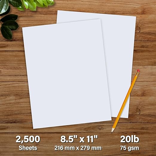 Elementree Paper Case 8.5" x 11" – Sustainable Made from Sawmill Waste – 20 lb Copy & Multipurpose Computer Paper – 2500 Sheets – Made in the USA - Printer & Copier Compatible (00021)