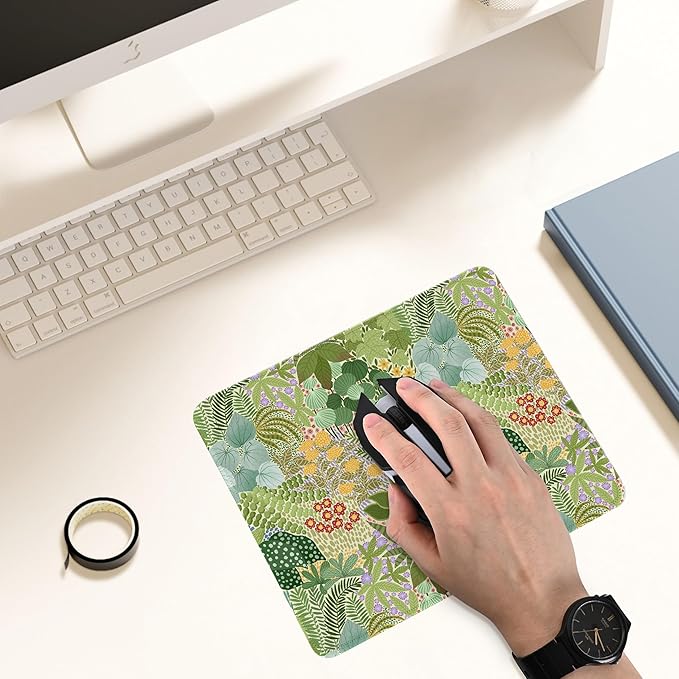 Premium Stitched Mouse Pad 10.2 x 8.3 in | Smooth, Washable Desk Mat with Non-Slip Base | Personalized Cute MousePads for Gaming,Work,Laptop, Computer, Office, Home (Botanical Bliss)