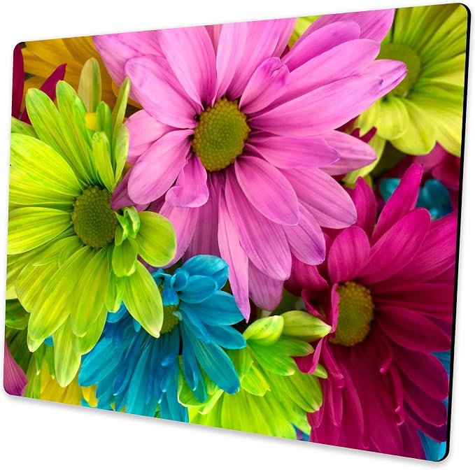 Watercolor Flower Mouse Pad, 9.5"x7.9" Non-Slip Laptop Mousepad | Personalized printed square mousepad with flowers. Clean-cut flush edges & premium smooth cloth for gaming or office.