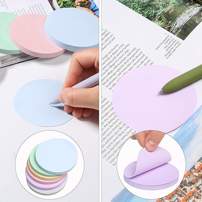 Mr. Pen- Round Sticky Notes, 12 Pads, 720 Sheets, Morandi Color, 2.8" x 2.8" Colorful Sticky Notes Bulk, Stocky Notes for Bible Journaling