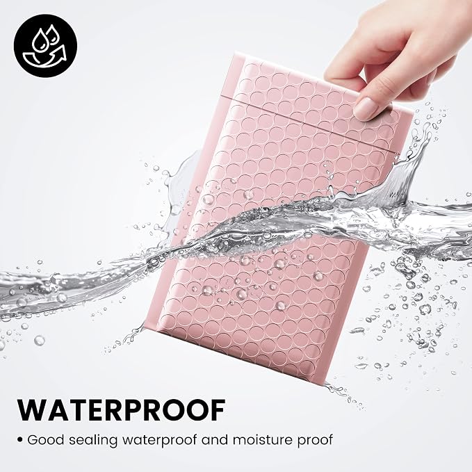 Fuxury Small Bubble Mailers 4x8" 100 Pack Light Pink Bubble Mailer | Usable Size 4x7" Self Seal Padded Envelopes Mailing Envelopes Bubble Padded for Shipping