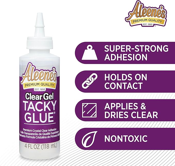 Aleene's Clear Gel Tacky Glue for Crafts, Nontoxic, Applies and Dries Clear, 4 fl oz 3 Pack