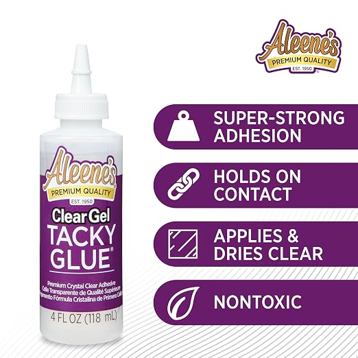 Aleene's Clear Gel Tacky Glue for Crafts, Nontoxic, Applies and Dries Clear, 4 fl oz 3 Pack