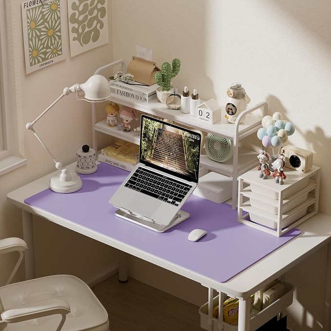Aothia Faux Leather Desk Mat (Light Purple, 23.6" x 13.7") | Creates One Clean Surface For Your Keyboard, Mouse And Laptop, Helping Keep Your Workspace Organized Every Day