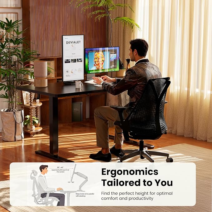 ErGear Height Adjustable Electric Standing Desk, 71 x 30 Inches Sit Stand up Desk, Memory Computer Home Office Desk, Black