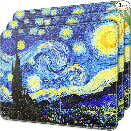 MROCO Mouse Pad 3-Pack [30% Larger] with Anti-Fray Stitched Edges, Premium Waterproof Surface, Non-Slip Rubber Base, Computer & Gaming Mouse Mat for Laptop, Office & Home, 8.5 x 11 in, Starry Night
