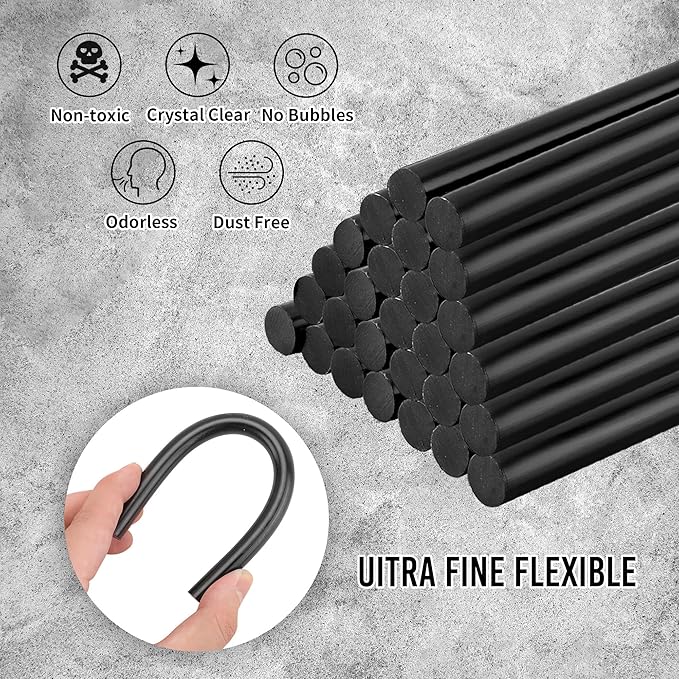32 Pcs Dent Repair Glue Sticks, 0.43” Dia x 8” Long Black Hot Glue Sticks, Paintless Dent Repair Tool Kit PDR Glue Sticks for Craft Gun and Car Body Repair Dent Remover Tool