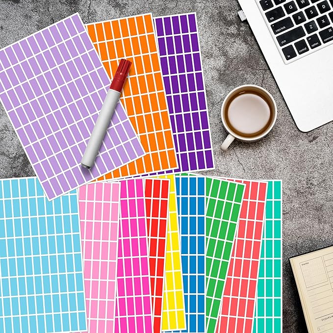 Colored Sticker Labels,12 Colors,1" x 3/8" Color Coding Labels-4992 PCS | YSHIHE Small Label, 1inch x 3/8inch Adhesive Writeable Surface for Classroom, Offices Labeling & Home Organization