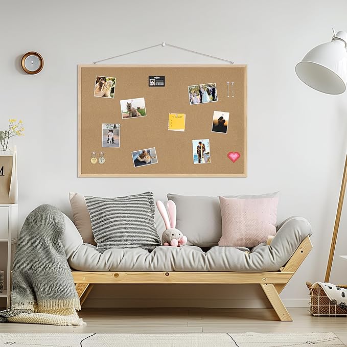 Cork Board 2Pack,36x24 Bulletin Board for Office with Pin Oak Wood Boards, Message Board or Vision Board.