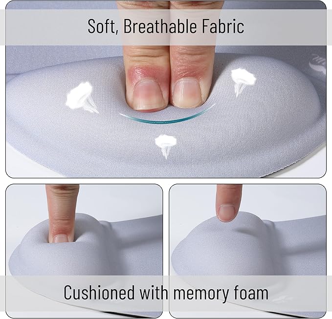 Mr. Pen- Ergonomic Mouse Pad with Wrist Rest, Light Gray Breathable Fabric with Memory Foam Cushion, Non-Slip Rubber Base, Gel Mouse Pad with Wrist Support