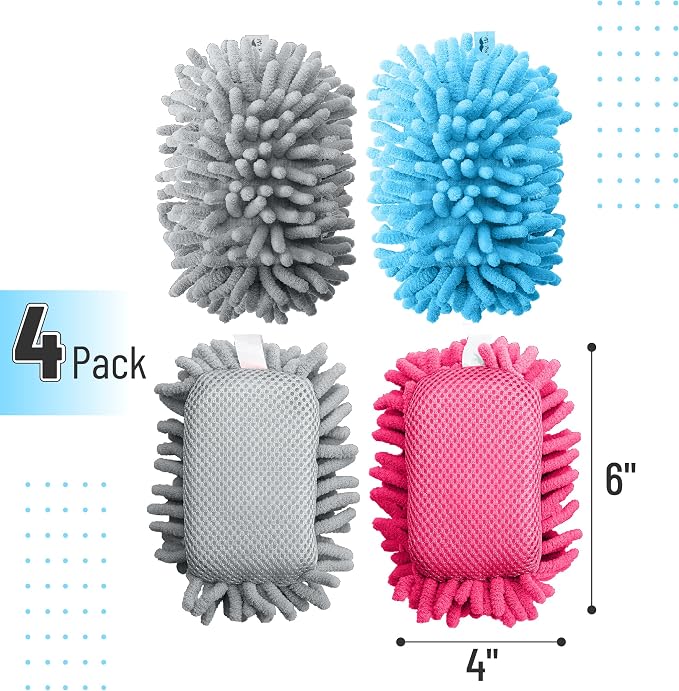 Mr. Pen- Magnetic Microfiber Shag Whiteboard Erasers, 4" x 6", 4 Pack | Dual Surface, Washable Large Dry Erase Board Cleaner for Chalk, Marker, Classroom, Office, Home