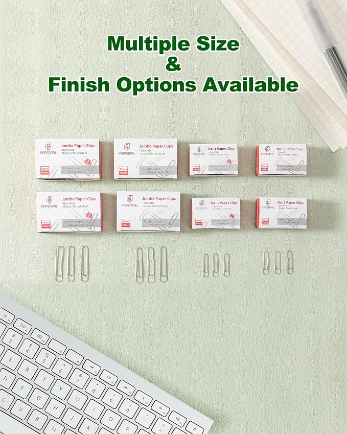 PAPERPAL Paperclips for Office School & Personal Use, #1 Smooth Paper Clip (1-2/7"), 2000 Medium Paper Clips (20 Boxes of 100 Each), Silver | Value bulk pack of 2,000 medium paper clips for offices, schools and businesses, packed in 20 boxes of 100 each.