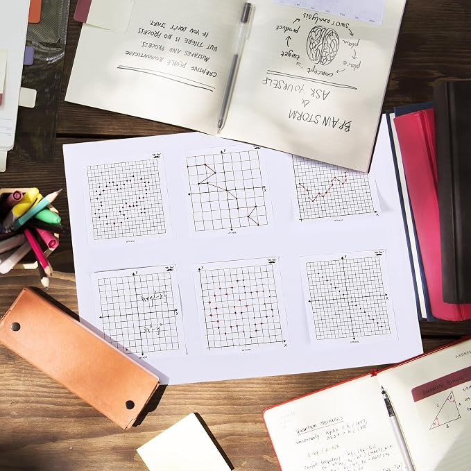 Mr. Pen- Graph Sticky Notes, 3x3 Inch, 6 Pads, 50 Sheets/Pad, 300 Sheets | 6 Grid Designs, White, Square Graph Paper Notes, Grid Sticky Note Pads for Math, Study, Journals, Planners