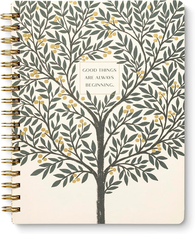 Compendium Spiral Notebook – Good Things Are Always Beginning – A Designer Spiral Notebook with 192 Lined Pages, College Ruled, 7.0”W x 9.25”H