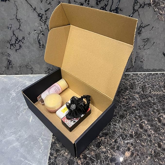 24 Pack 9x6x3 inch Black Shipping Boxes ，Cardboard Packaging Boxes for Mailing Shipping Corrugated Cardboard Boxes for Packaging Small Business Craft Flat Shipping Boxes Empty Gifts Giving Products