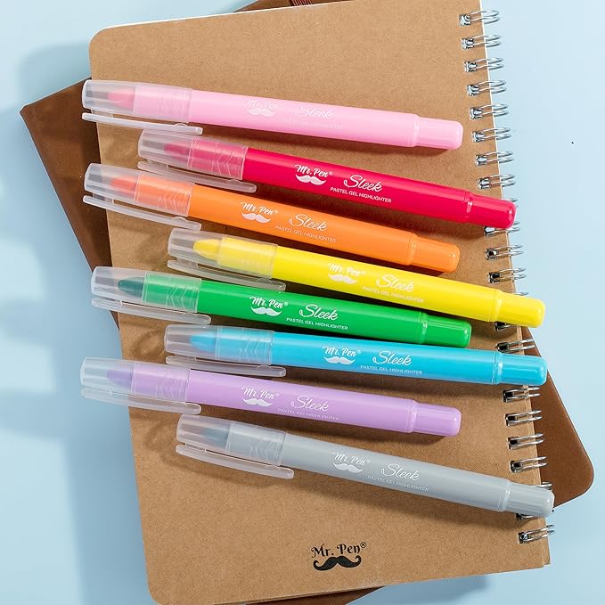 Mr. Pen- Gel Highlighters, 8 Pack Assorted Colors, Bible Highlighters No Bleed with Bible Color Coding and Interpretation Guide