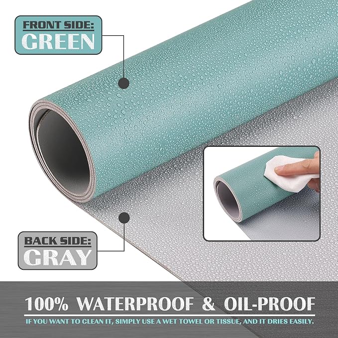 K KNODEL Large Office Desk Mat, Leather Mouse Pad (31.5"x15.7", Green) | Desk Pad, Keyboard Pad, Computer and Laptop Mat, Desktop Protector and Cover, Writing Pad and Blotter for Home Office