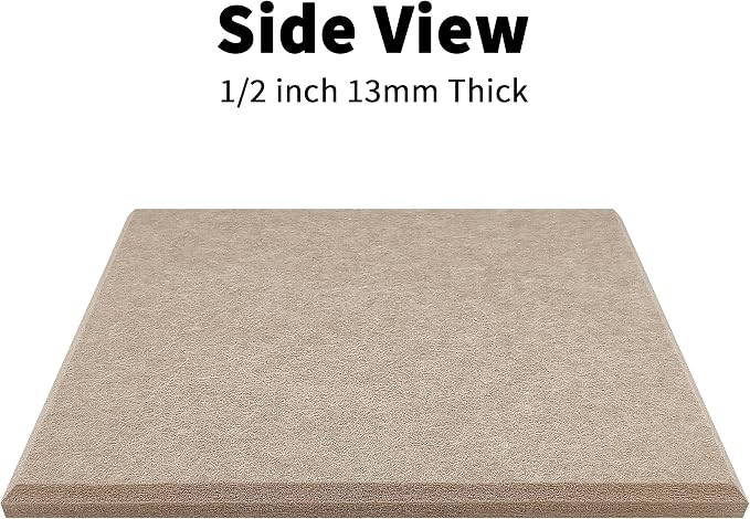 1/2'' Thick Felt Bulletin Board Squares, Dartboard Wall Protector | 1700g/m² Ultra-Dense Felt Panels for Walls, Self Adhesive, Frameless, Modular, Renter Friendly, Removable, 8 Pack 12'' x 12''