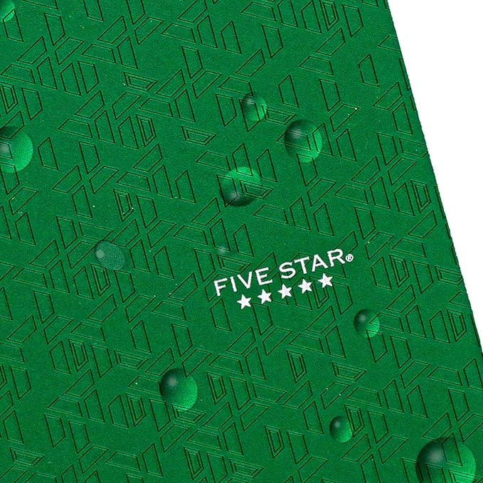 Five Star 2-Pocket Folder, Plastic Folder with Stay-Put Tabs, Fits 3-Ring Binder, Holds 8-1/2" x 11" Paper, Forest Green (333420E-ECM)