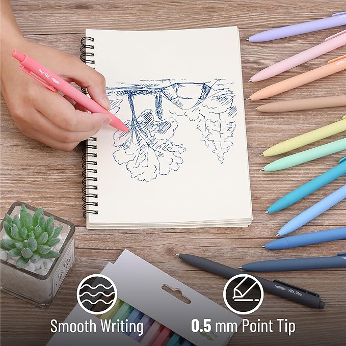 Mr. Pen- Retractable Gel Pens, 12 Pack, Fast Dry, Gel Pens Fine Point 0.7mm, Retractable Pens, Cute Pens