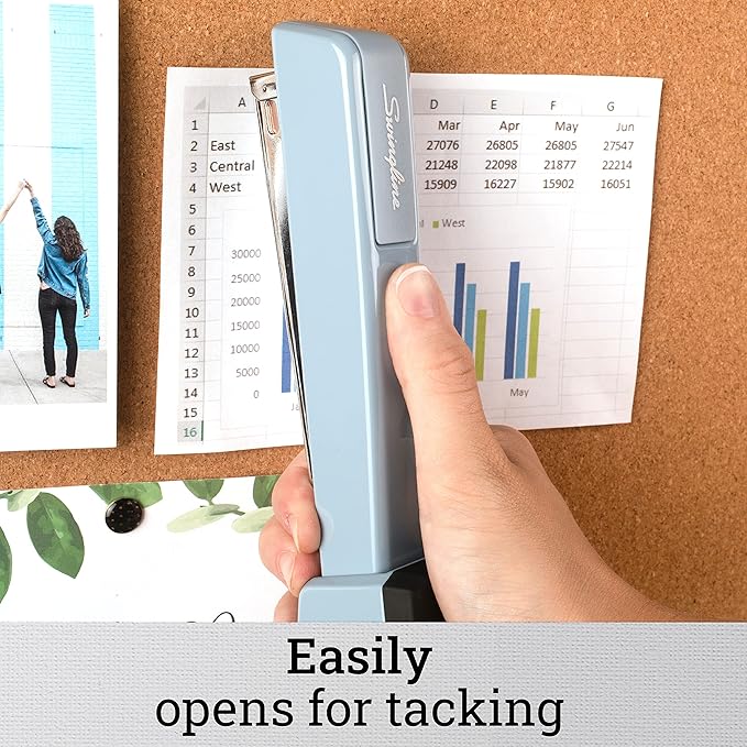 Swingline Stapler, 30 Sheet Capacity, 747 Classic Stapler, Jam Free, Metal, Sky Blue (74708)