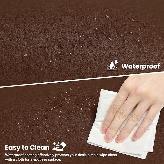 ALOANES Waterproof Mouse Pad with Durable Stitched Edge, XL Gaming Keyboard Pad, Non-Slip Rubber Base Mouse Mat, Extended Desk pad for Gamer, Office & Home, Brown Mousepad 31.5"x 11.8"x 0.12"