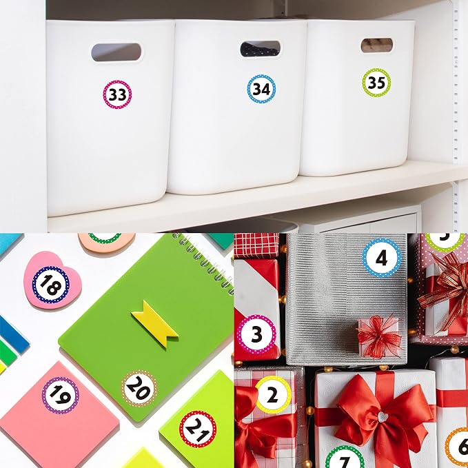 480 PCS Polka Dot 1-40 Numbers Stickers for Office, Classroom, Organizing (Each Measures 1" in Diameter)
