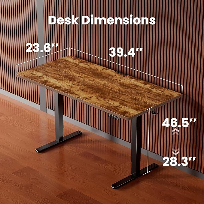 ErGear Height Adjustable Electric Standing Desk, 40 x 24 Inches Sit Stand up Desk, Memory Computer Home Office Desk, Vintage Brown