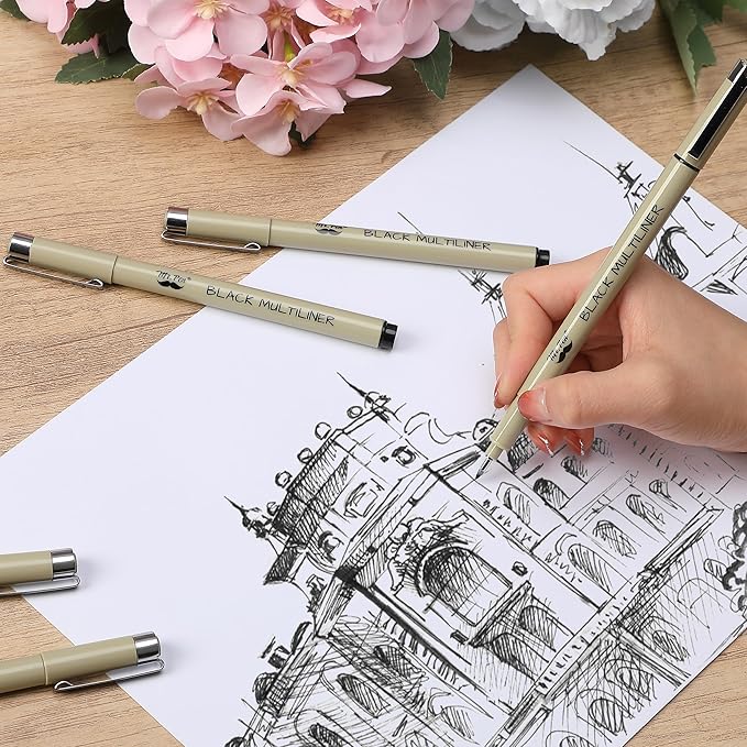 Mr. Pen - 0.2mm Micro Fine Point Pens, 8 Pack - Black Ink, Bible Journaling & Sketching