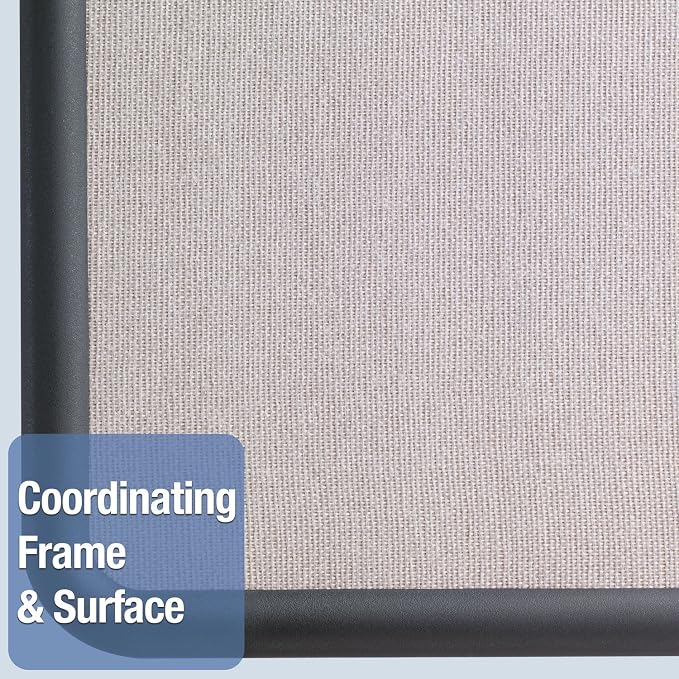 Quartet Bulletin Board, Fabric, 3 x 2 Feet, Office Bulletin Boards, Contour Gray Plastic Frame (7693G)