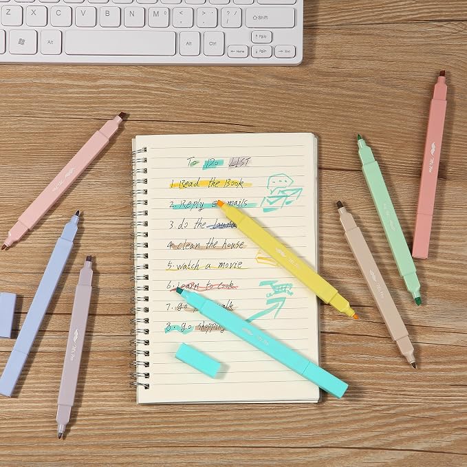 Mr. Pen- Dual Tip Aesthetic Highlighters, 8 pcs, Chisel & Fine Tip | Cute Highlighters Assorted Colors for Journaling, Highlighting, Underlining, Fast Dry, Back to School Supplies