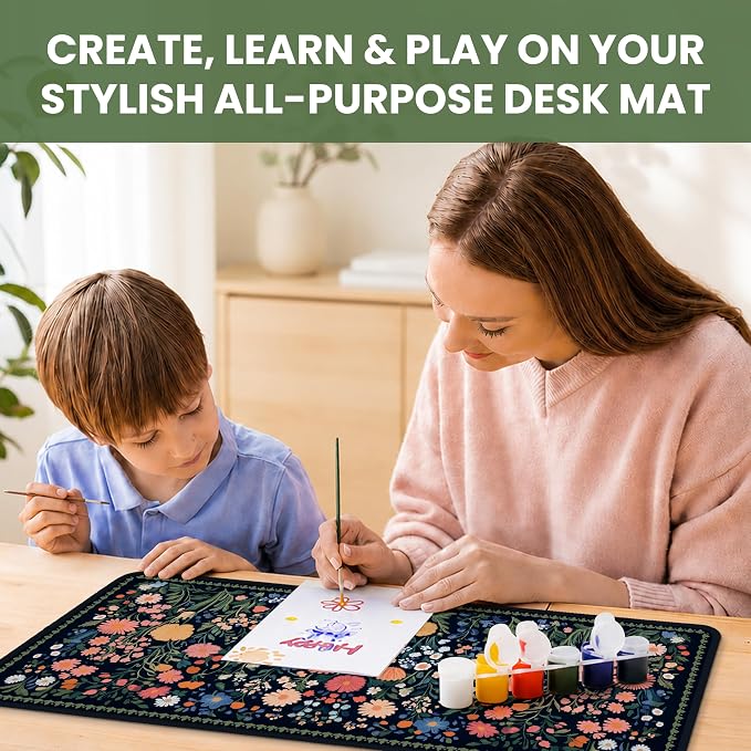 Aesthetic Desk Mat, Cute Whimsy Garden Desk Pad Protector for Work & Decor, 35.4" x 15.7", Pretty Non-Slip Extended Mouse Pad for Office or Home