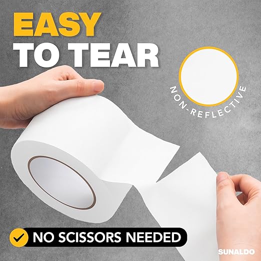 Gaffers Tape Heavy Duty, Easy to Rip, Residue-Free Professional Grade Floor Tape for Electrical Cords, Matte Finish Non Reflective, Weather Resistant (1, White, 3" x 30 Yards)