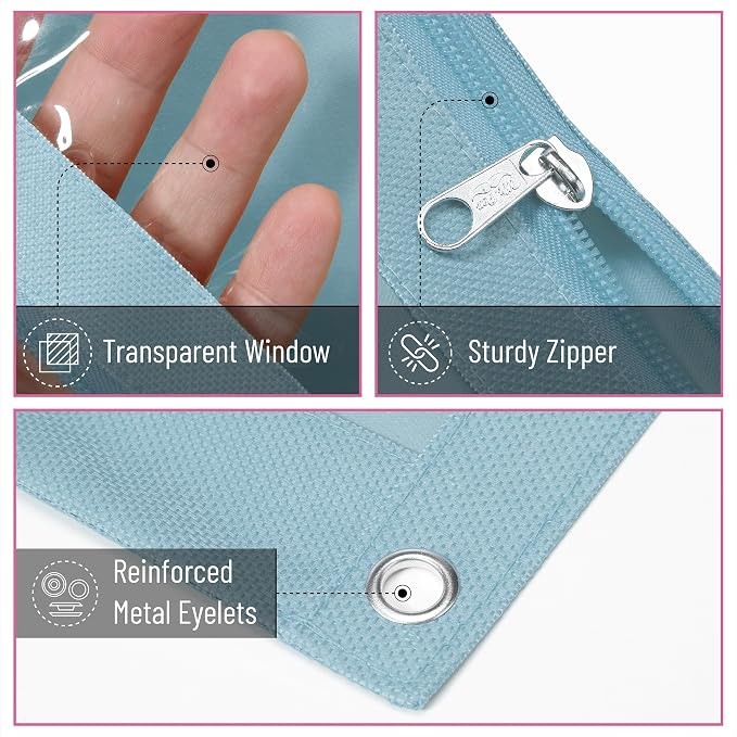 Mr. Pen- Pencil Pouch for 3 Ring Binder, 2 Pack, 10"x6.75", Smooth Zipper | Clear Window, Large Capacity Pencil Case with 3 Reinforced Grommets for School, Office, Supplies Storage