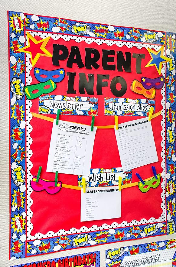 Teacher Created Resources Superhero Straight Rolled Border Trim - 50ft - Decorate Bulletin Boards, Walls, Desks, Windows, Doors, Lockers, Schools, Classrooms, Homeschool & Offices